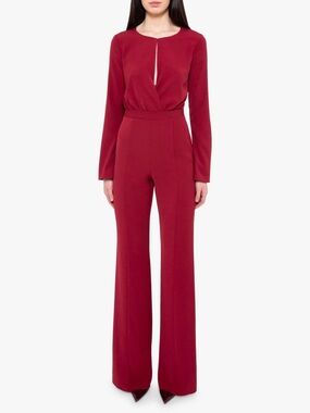 $435 NWT Black Halo Dasha Crepe Straight-Leg Jumpsuit burgundy sz 10